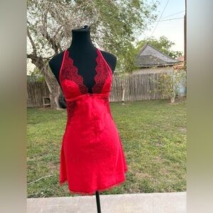 Victoria's Secret Red Lace Halter Chemise